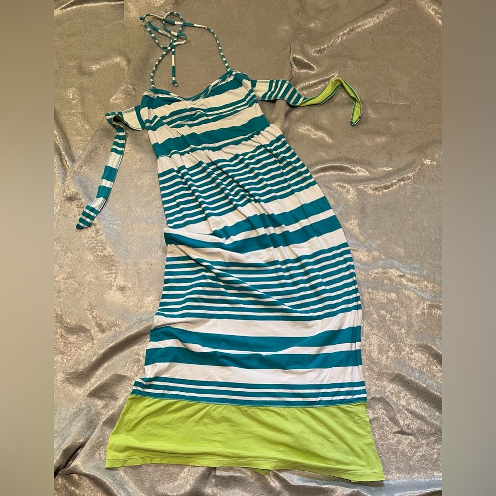 Aéropostale striped tie straps dress with lime green bottom size XL